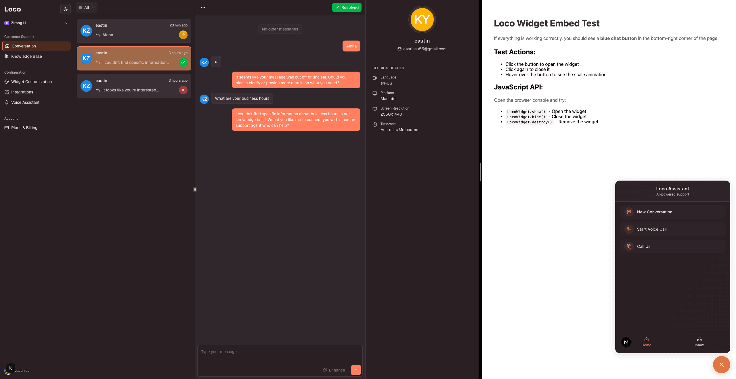 Embed widget screenshot