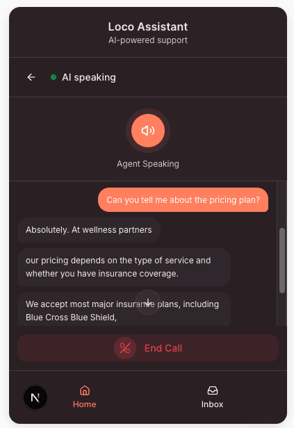 Voice call screenshot
